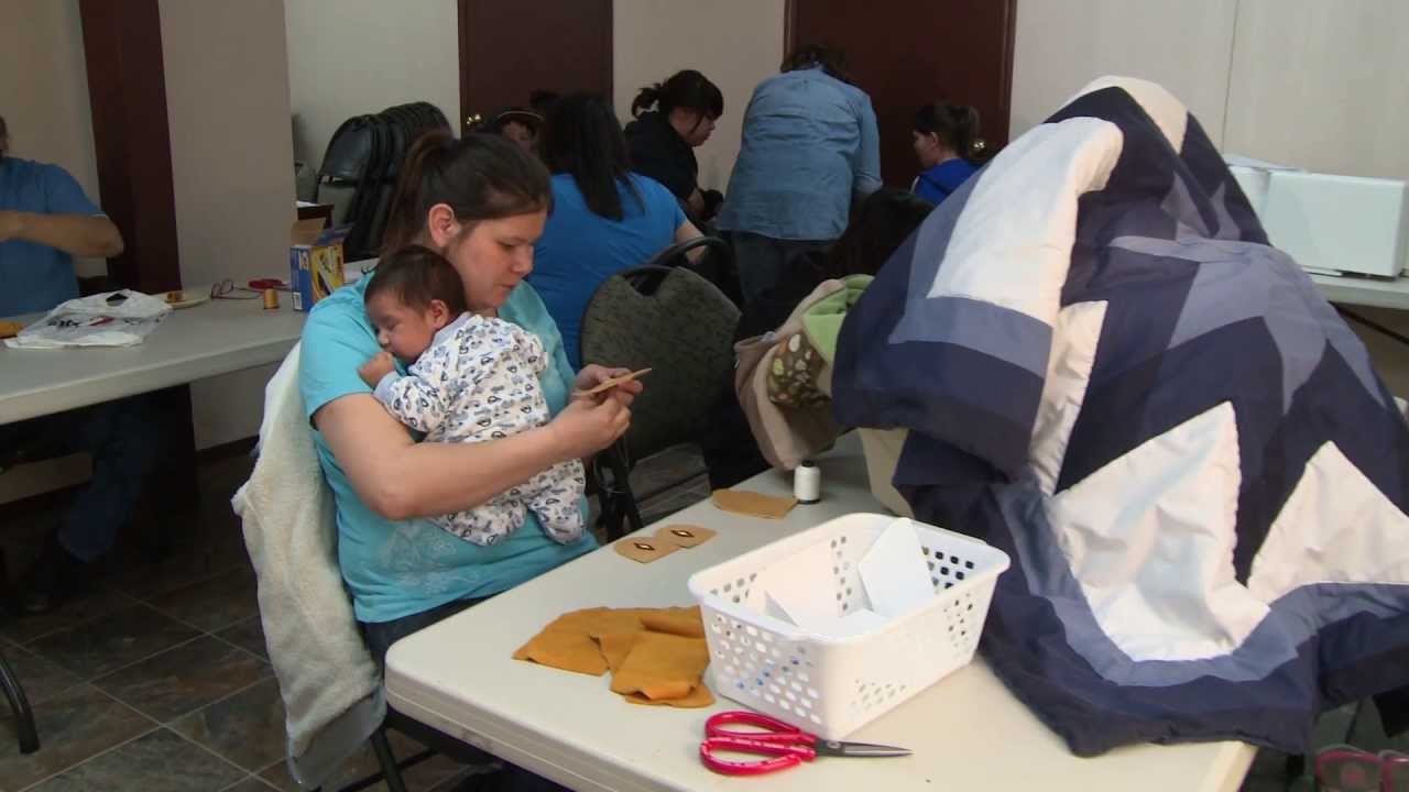 Moccasin Making with Sagkeeng Child and Family Services - 2013