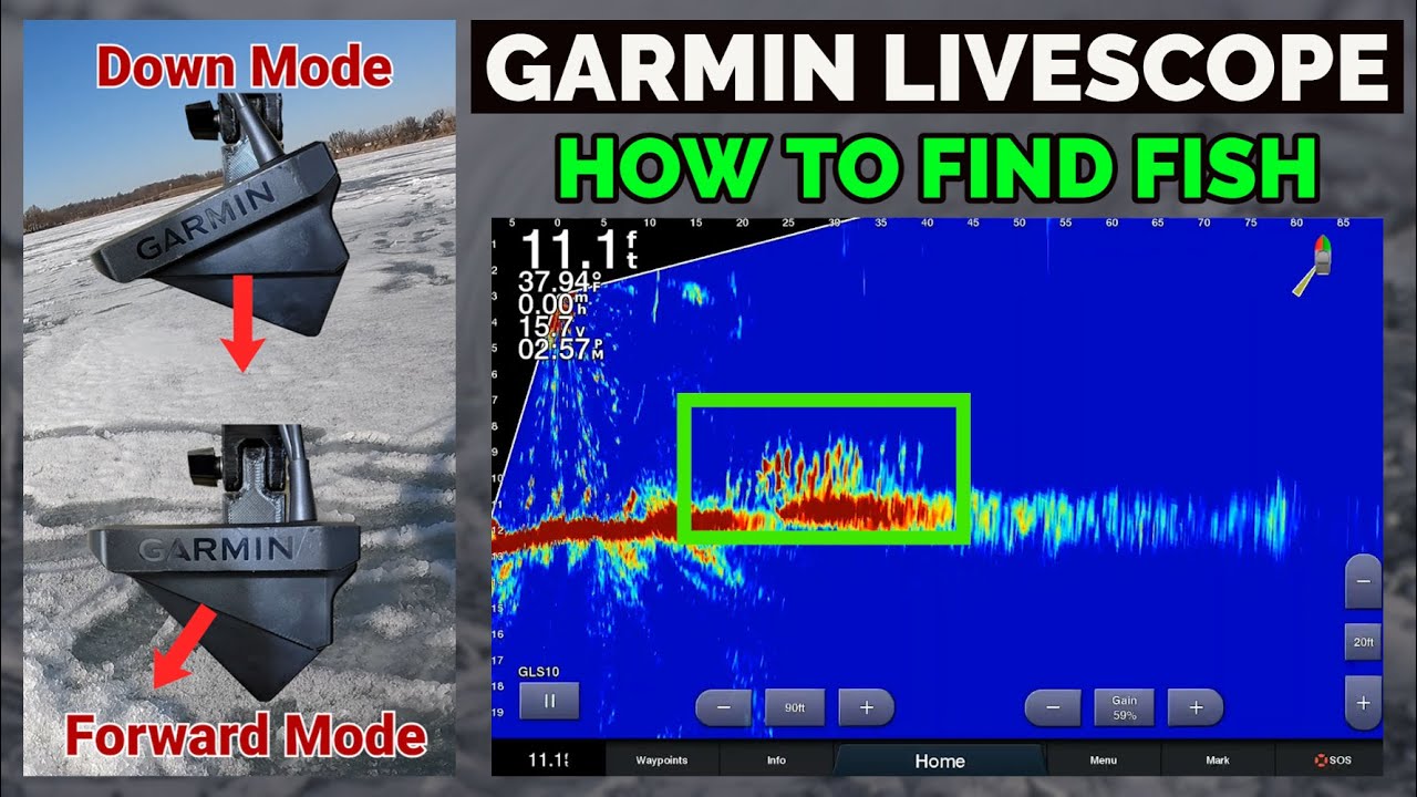 How to use Garmin Panoptix Livescope Ice Fishing - Forward and Down View (Suspended Crappie)
