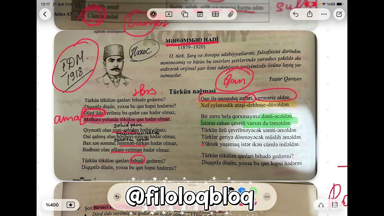 M.Hadi “Türkün nəğməsi” əsərinin təhlili.