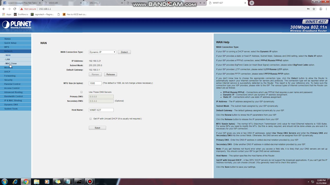 Planet AP router config