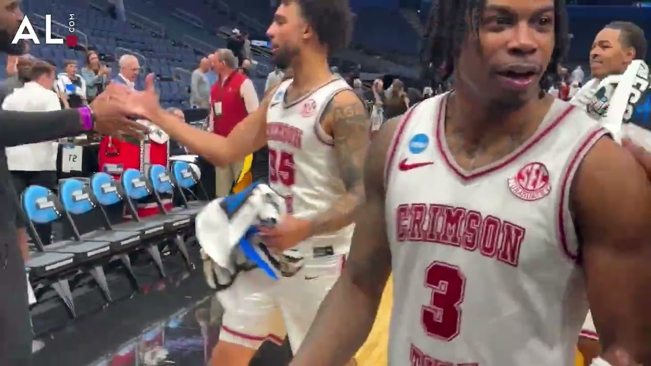 Alabama celebrates first-round win over Hofstra at NCAA Tournament