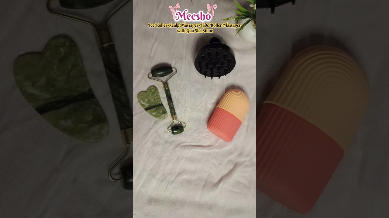 3PCS Combo Jade Roller with Gua Sha Stone, Ice Roller For Face, Hair Scalp Massager 