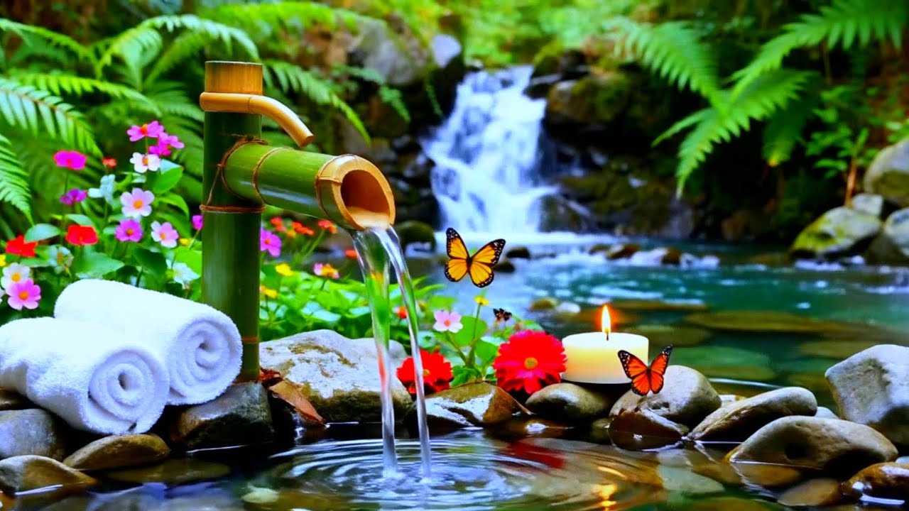 Bamboo Water Fountain Relaxing Music 🌿 Deep Healing Music for Sleep, Meditation & Stress Relief