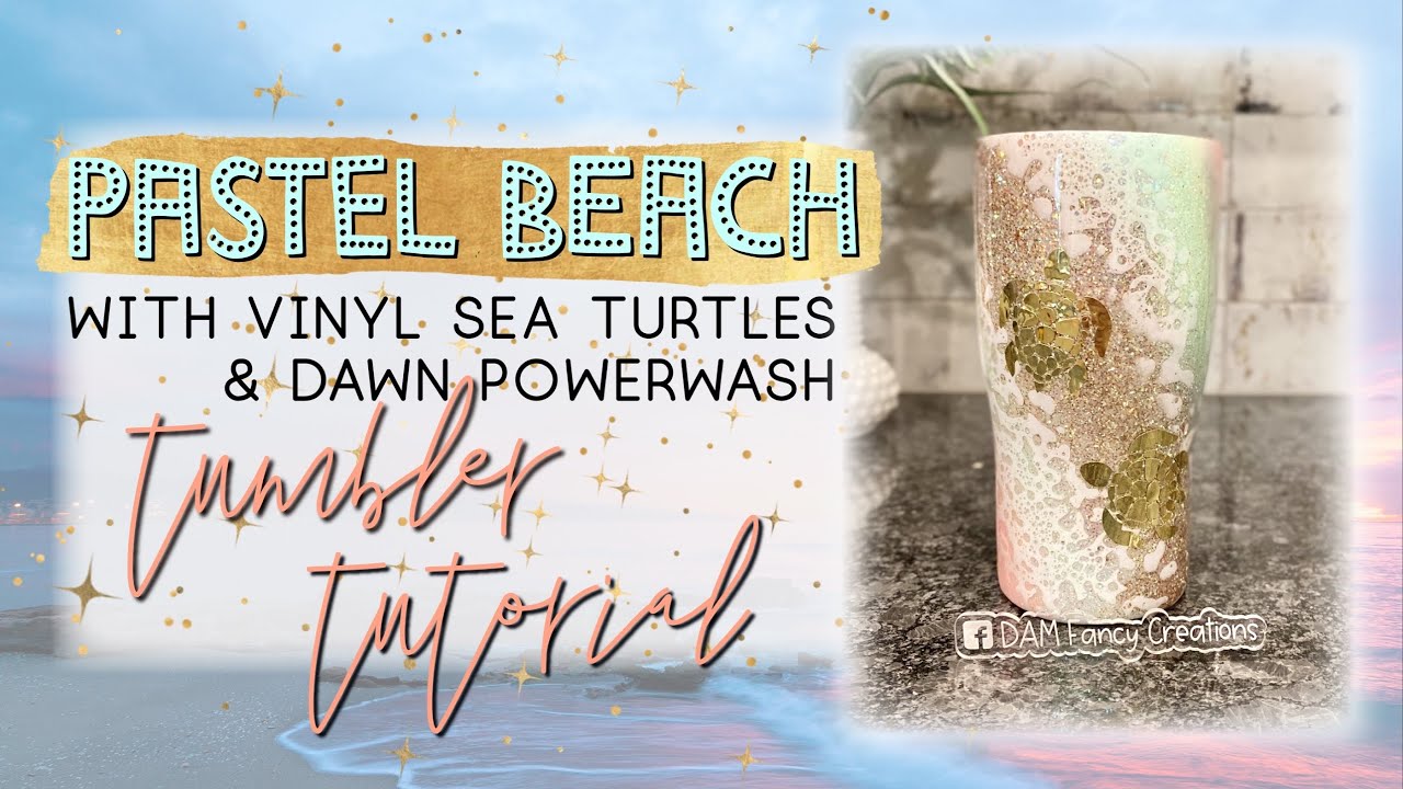 Pastel beach swirl tumbler tutorial l sunset tumbler with turtles l DAM Fancy Creations