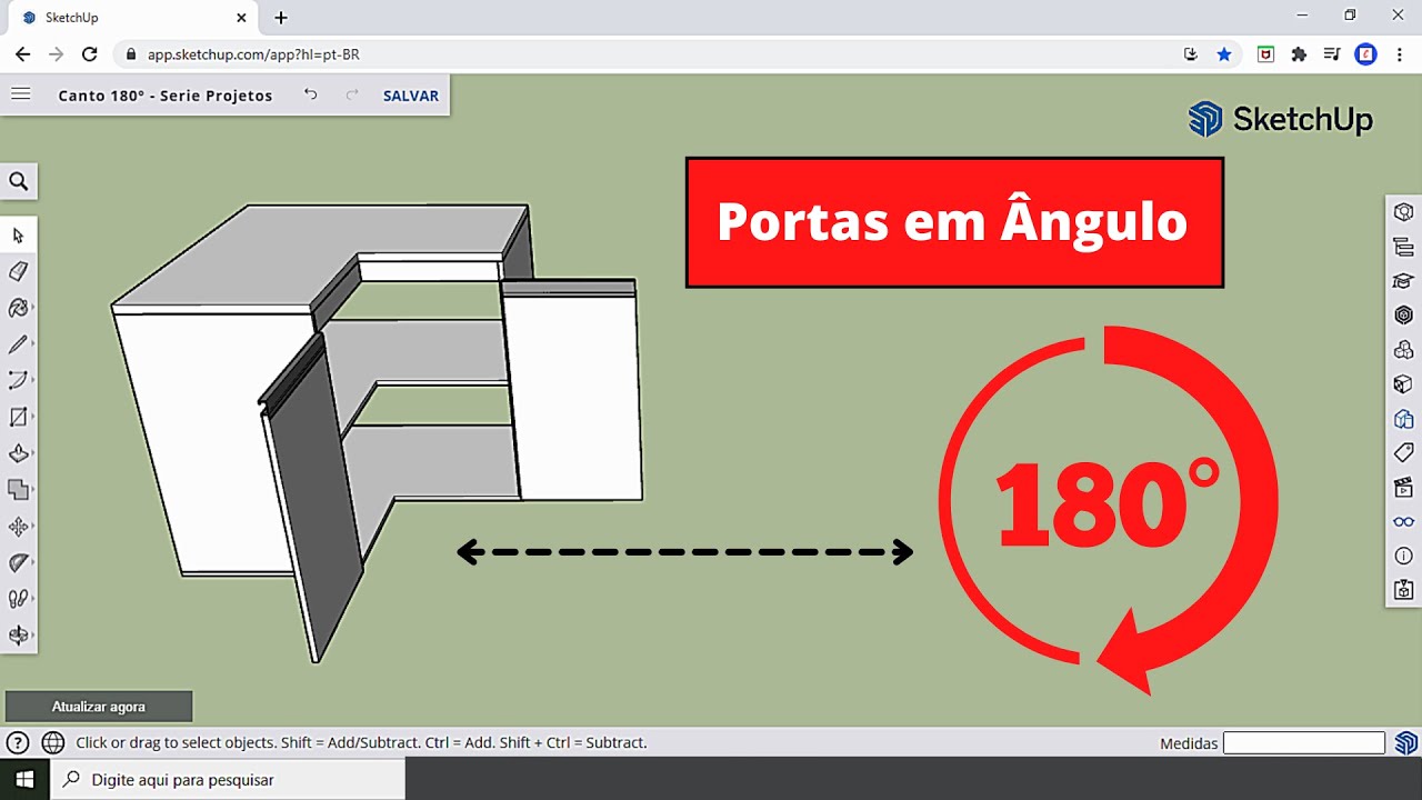 Como Projetar Canto Para Abertura de Portas em Ângulo 180°