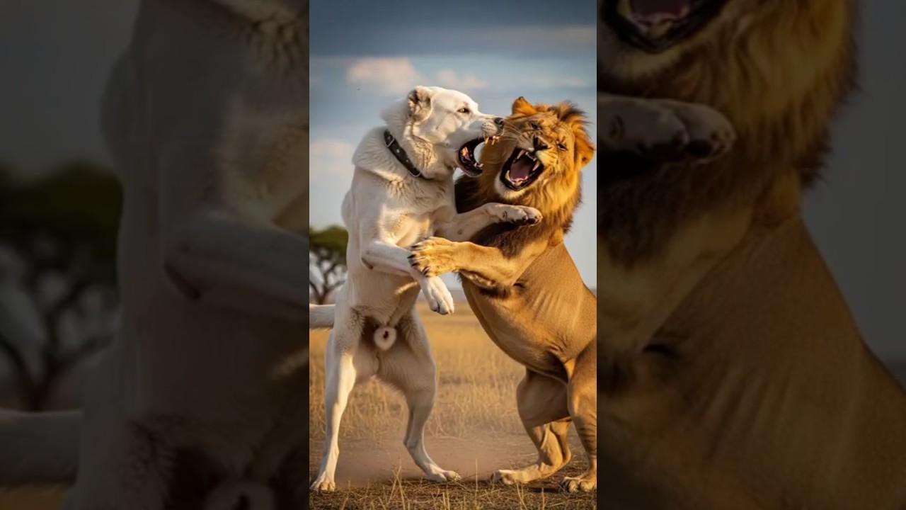 Lion vs Alabai &ndash; Battle of the Beasts in Snow! | Sher vs Central Asian Shepherd Dog Fight in Hindi