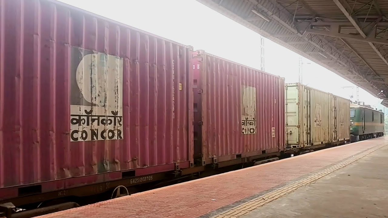 | Goods Train Passing by With Heavy Loaded Containers | WAG9 | মালগাড়ি |