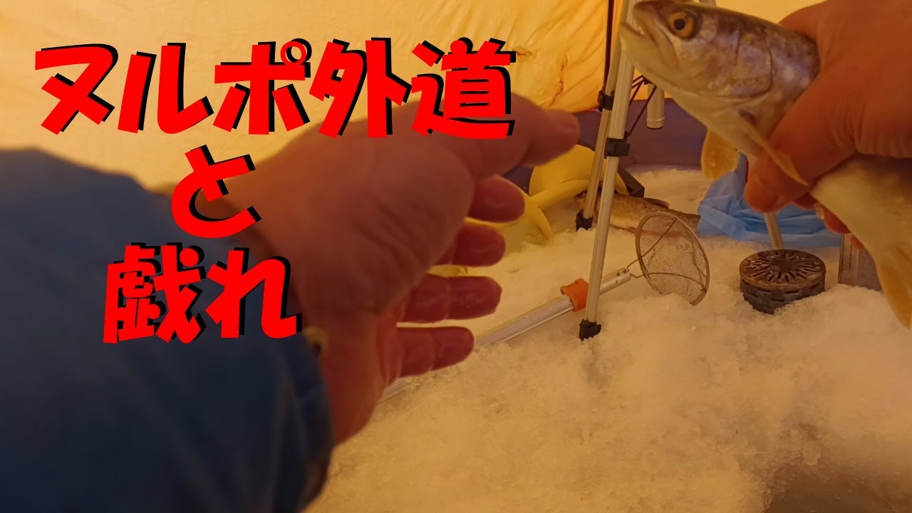 かなやま湖　キャンプ場下　ワカサギ釣り　ワカサギ釣りでマグロ釣りを体感する