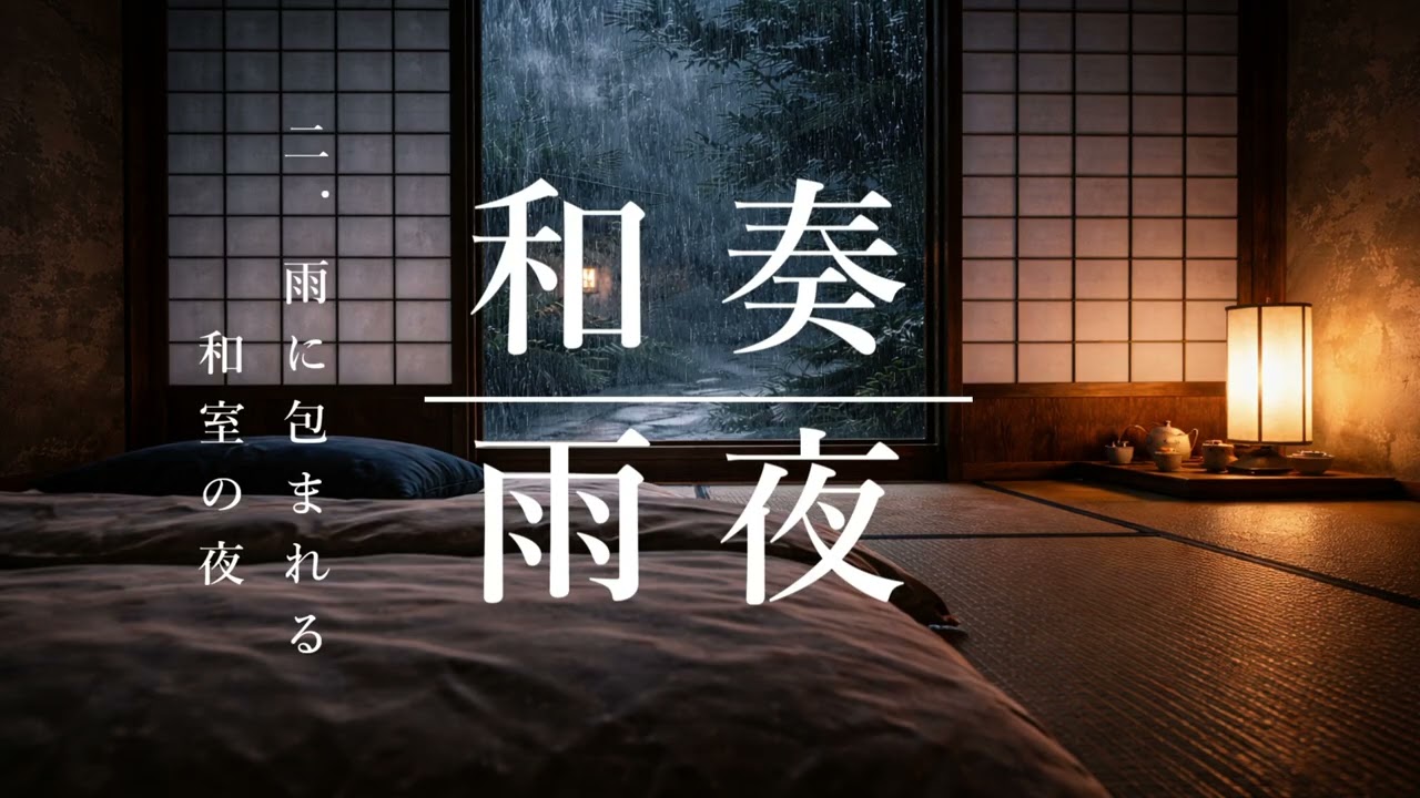【雨音×和楽器BGM】2.雨に包まれる和室の夜 A Rain-Wrapped Washitsu at Night｜作業・集中・睡眠