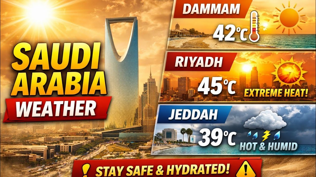 Saudi Arabia Weather Update Today | Dammam, Riyadh & Jeddah Weather Forecast | Extreme Heat Alert