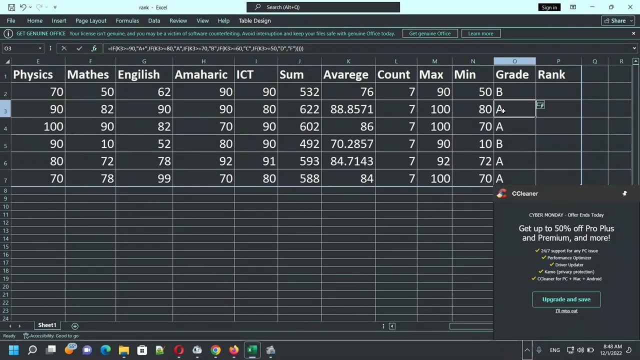 How we can calculate grade and rank(የግሬድና ራንክ አሰራር) በ አማርኛ