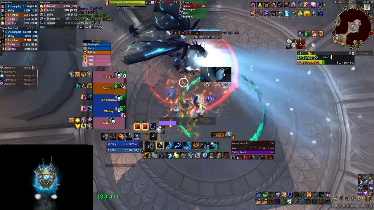Elementalist vs Storm Enhancement Shaman in Vortex Pinnacle M+20 (Tyrannical, Volcanic, Sanguine)
