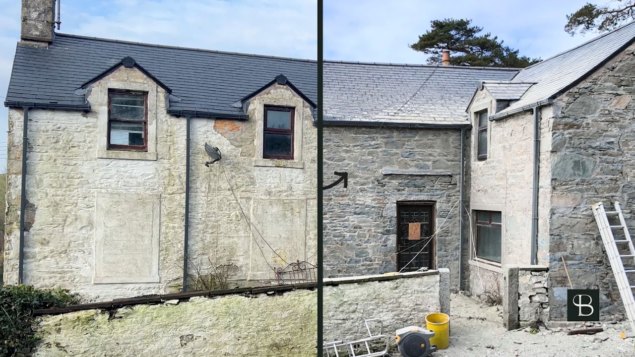 Removing decades of paint from the GIANT stone farmhouse
