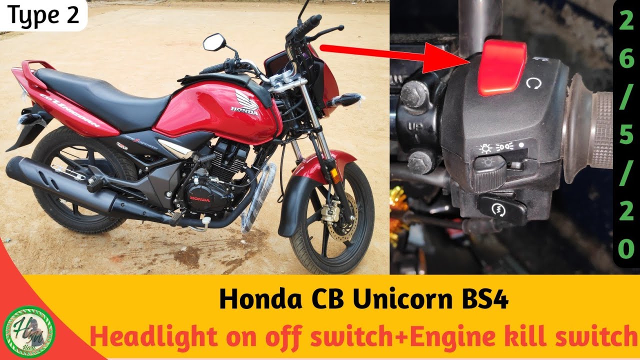 Honda CB Unicorn BS4 Headlight on And off || Engine kill switch  Wiring kit Without Wire cutting
