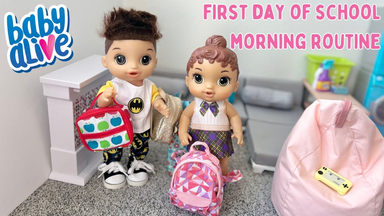 Baby Alive Dolls First Day of School Morning Routine with Drake and Mindy