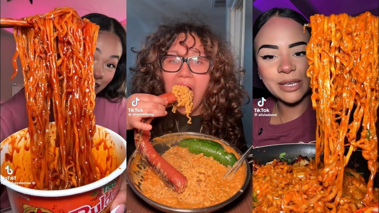 Extra Spicy Buldak Samyang Noodles Mukbang TikTok Compilation ASMR 🍜🔥