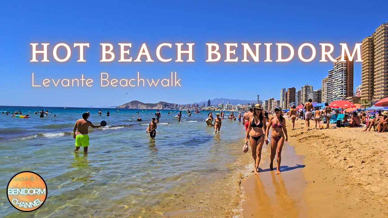 Hot Beach in August - Benidorm Levante Beach Walk 🇪🇸