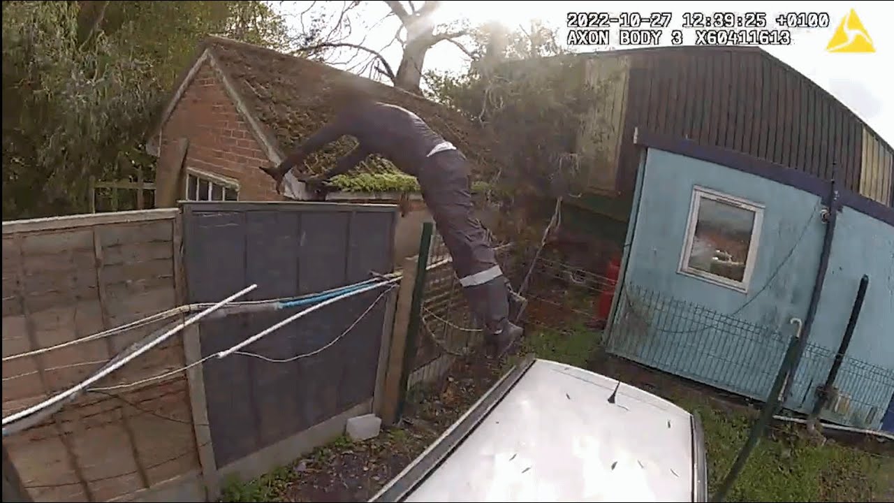 Britain&rsquo;s quickest cop, PC Luke Watson, chases down a van and three suspected car thieves