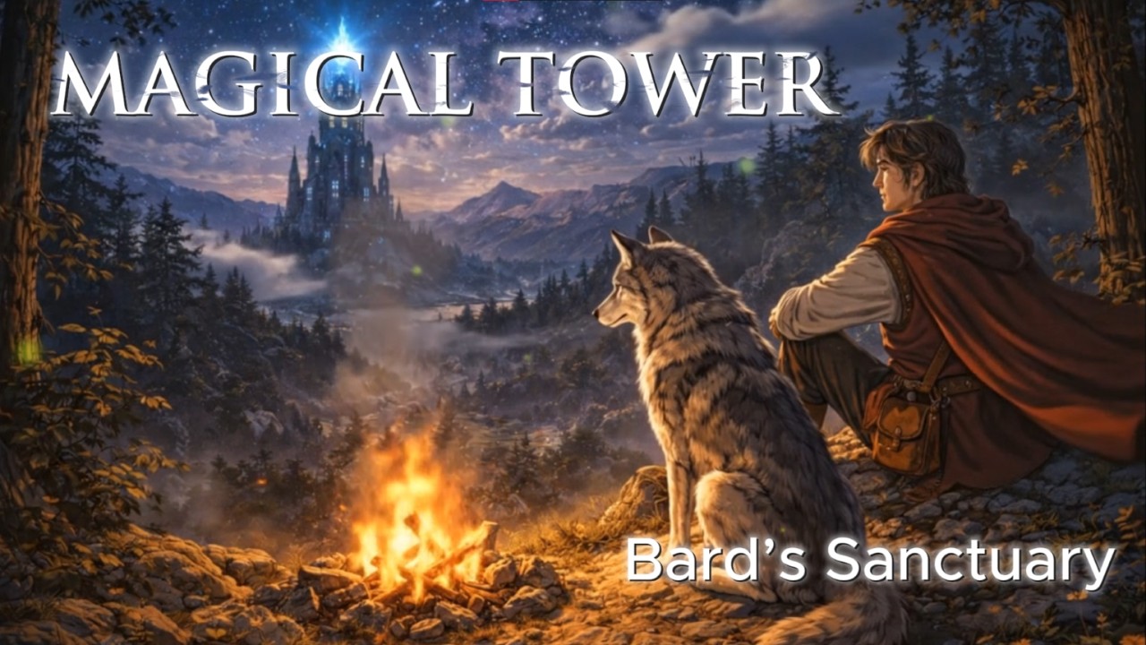 The Magical Spire at Night Enchanted Fantasy Music & Campfire Ambience