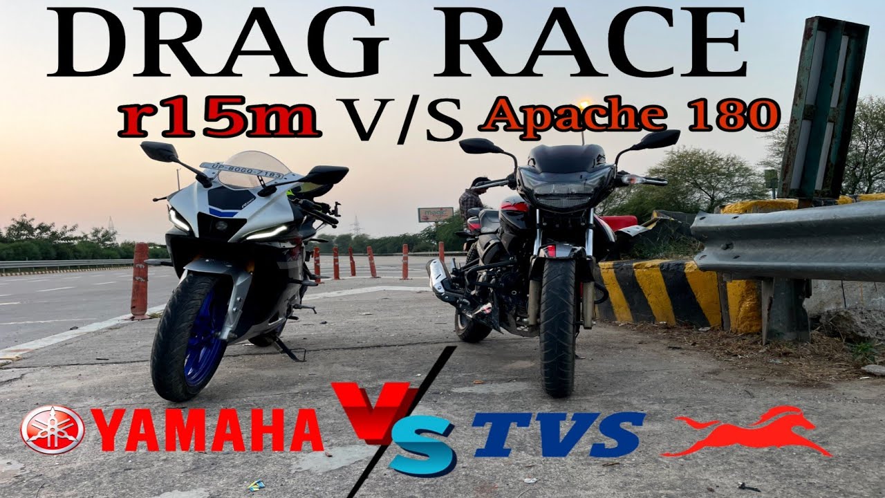 R15M vs Apache rtr 180 2v drag race || YAMAHA vs TVS || FIRST IN YOUTUBE