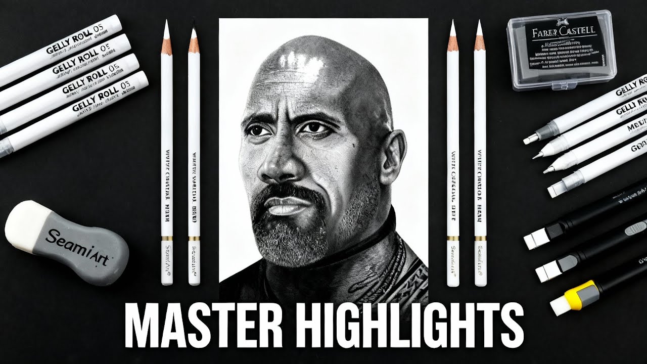 HOW TO USE HIGHLIGHTING TOOLS FOR DRAWING - USING THIS METHOD #logooarts #art #realisticdrawing