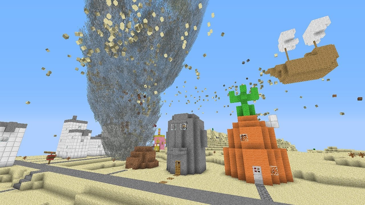 Minecraft: TORNADO MOD VS. BIKINI BOTTOM MAP! (Spongebob Squarepants Map!)