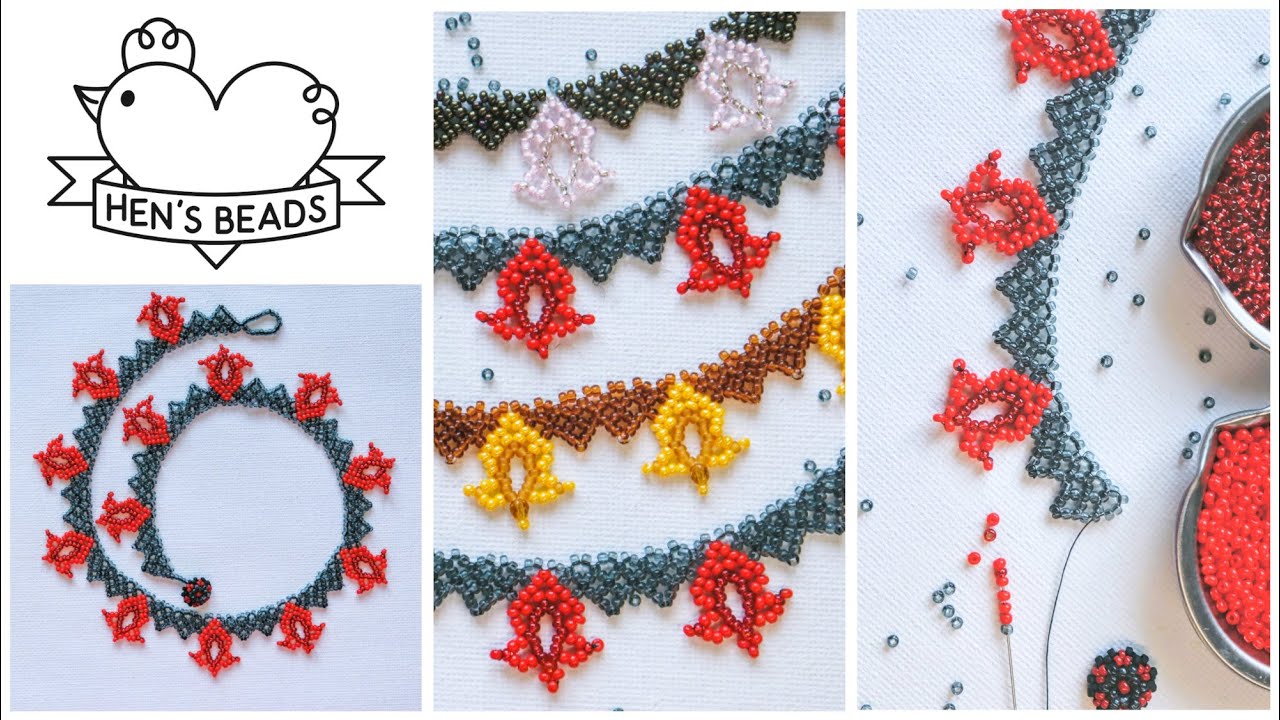 How to make a FOLK STYLE TULIP NECKLACE from seed beads | Hen's Beads DIY Tutorial