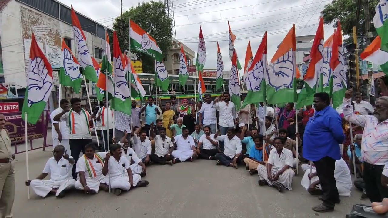 தலைவர் ராகுல்காந்தி, காங்கிரஸ் தலைவர்கள் கைது செய்யப்பட்டதற்கு எதிர்ப்பு தெரிவித்து சாலை மறியல்