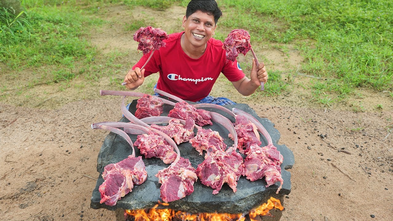 BEEF RIBEYE STEAK | കരിങ്കല്ലിൽ ചുട്ട ബീഫ് | Yummy And Delicious Tomahawk Ribeye Steak |Village food