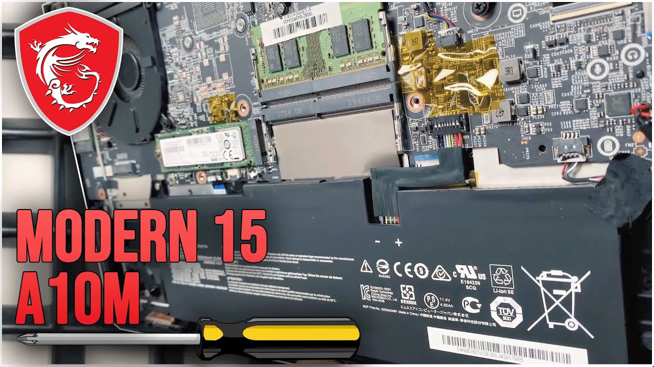 MSI Modern 15 A10M von Innen - RAM, SSD, Akku, Lüfter wechseln