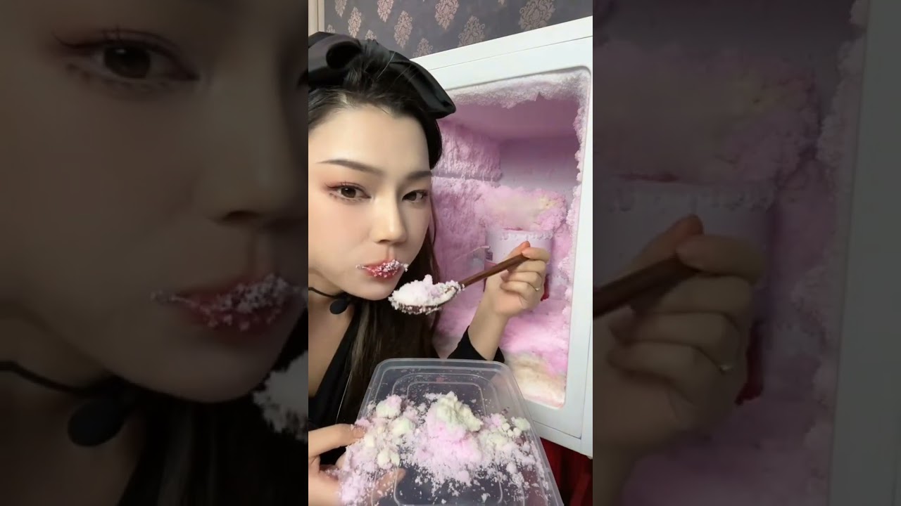 Asmr Freezer Frost Ice Eating #sungirl #iceeating #loveiceasmr #iceasmr #freezerfrost  #softice