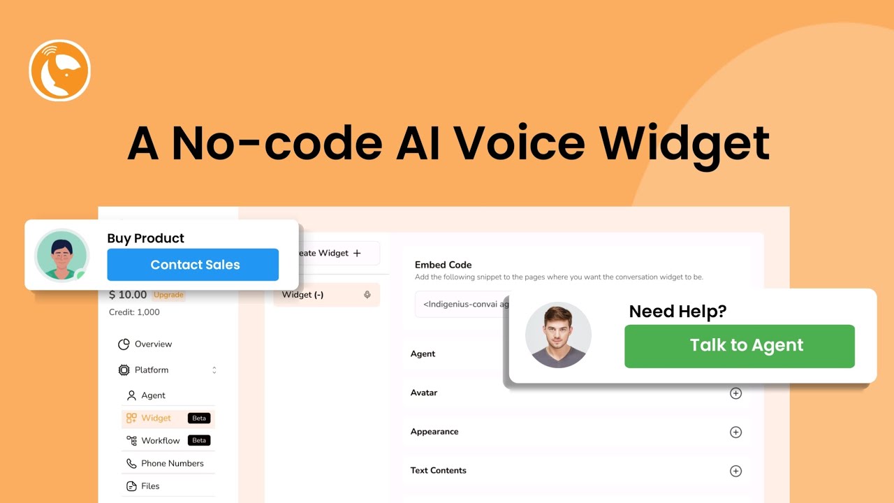 AI Voice Widget by Indigenius Agent Pro