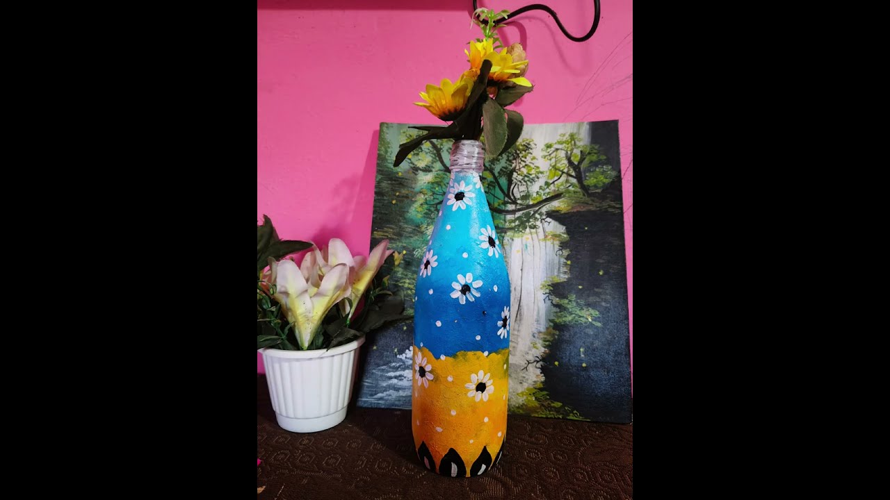 Waste Bottle Se Sundar Flower Vase | Easy Acrylic Painting Tutorial