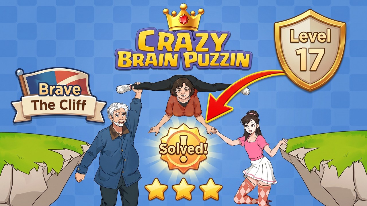 Crazy Brain Puzzle Level 17 Brave The Cliff | Complete Walkthrough & Solutions! 🎯