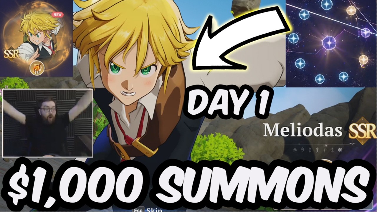 $1,000 Seven Deadly Sins Origin Day 1 Meliodas Summons - INSANE DOUBLE SSR MULTI SECRET ANIMATION!!!