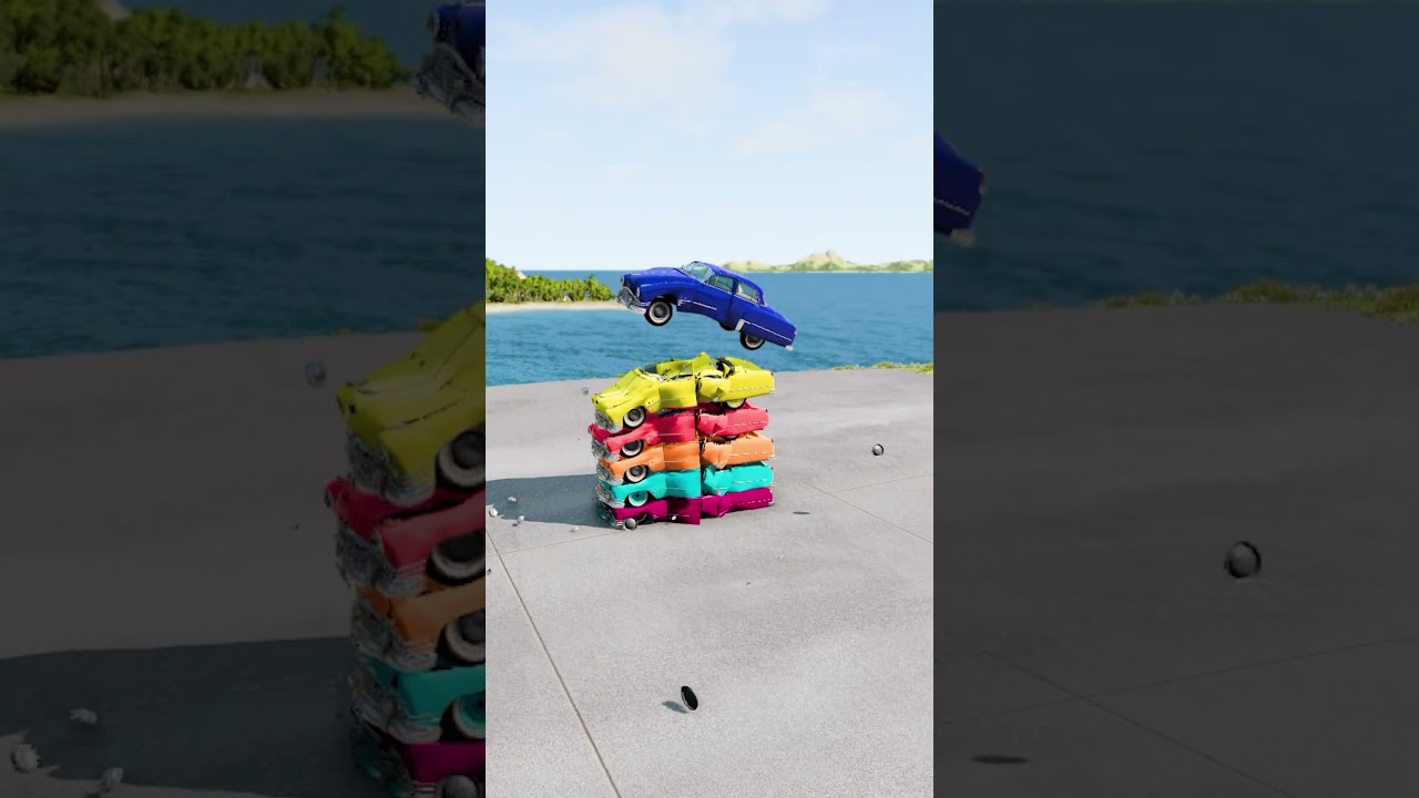 Mixs Colorsfull Rainbuy & Cars Vs Bus Falling Crash -BeamNG.Drive  #beamngrao #shorts