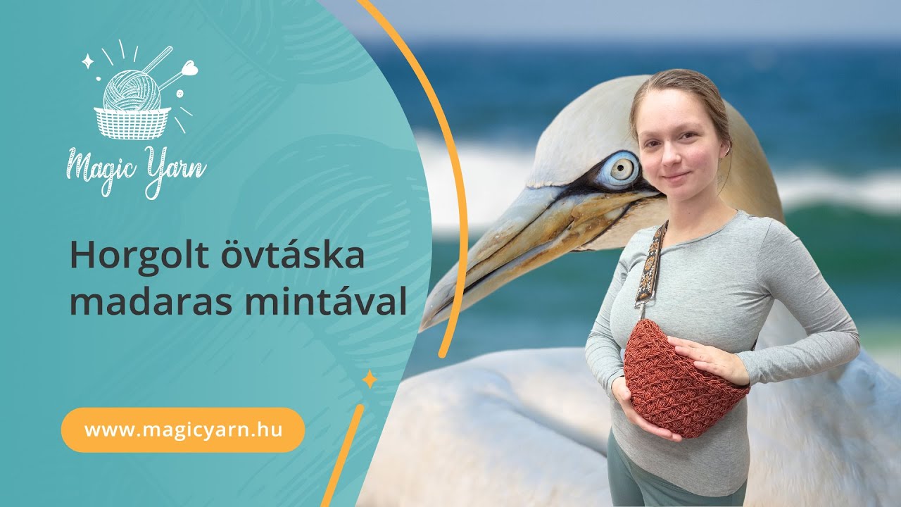 Horgolt övtáska madaras mintával