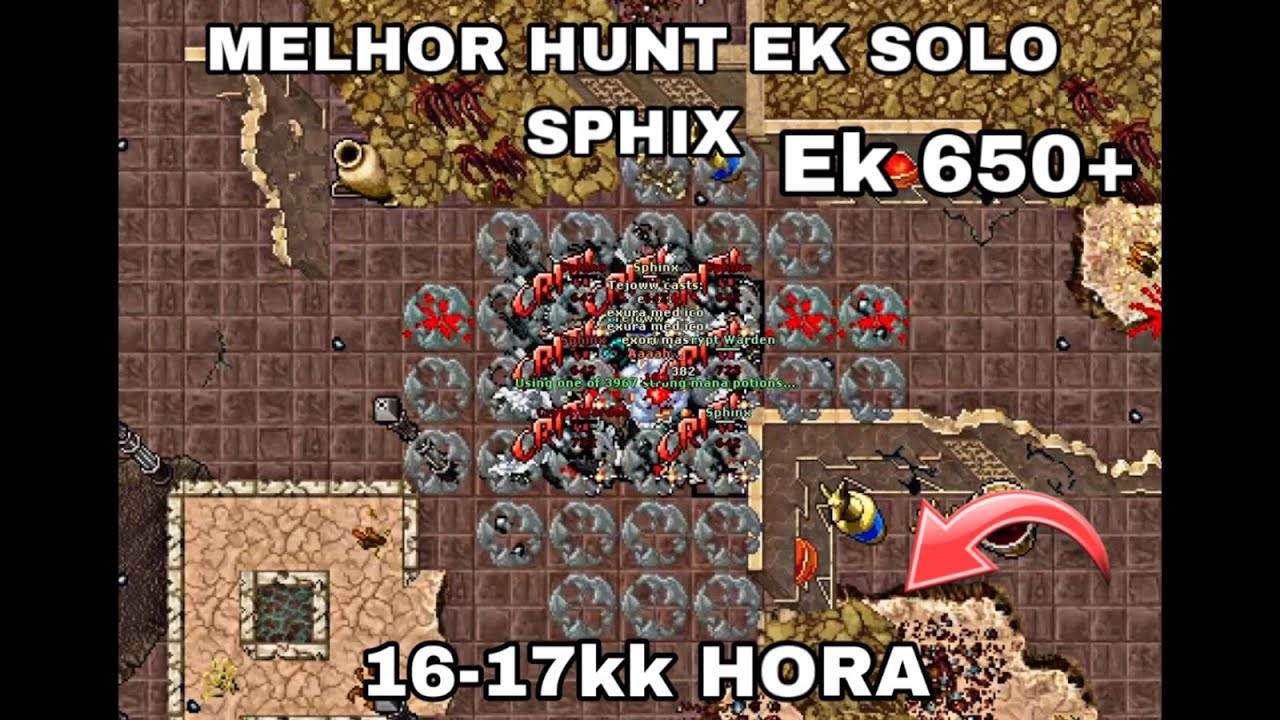 Tibia - Tutorial Hunt Ek Solo Sphinx - Profit 16kk hora + Ano 2021