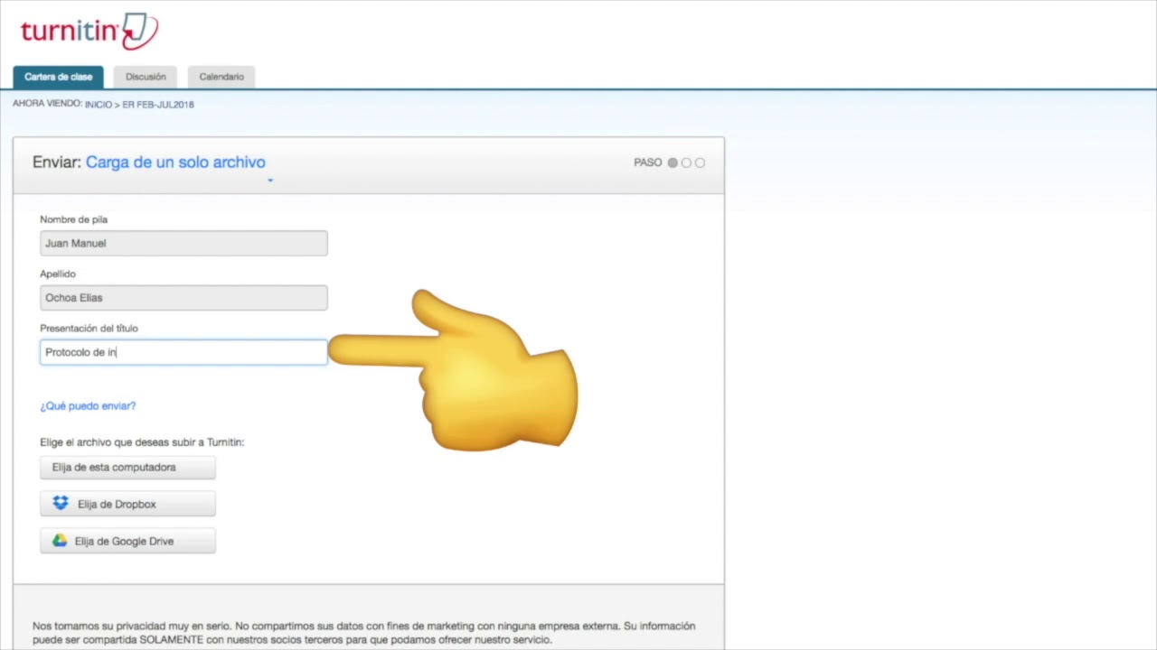 Subir un archivo a Turnitin