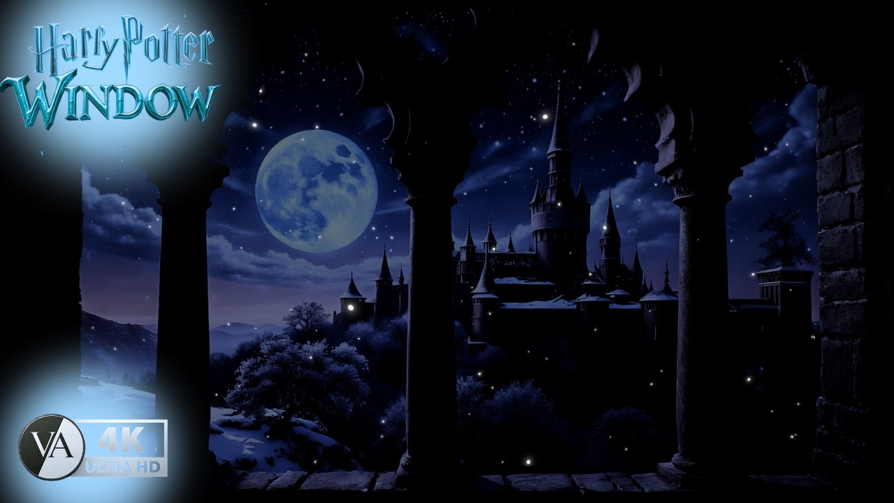 Moonlit Hogwarts 🏰 Harry Potter Night Ambience | Magical Castle View | 4K Stream