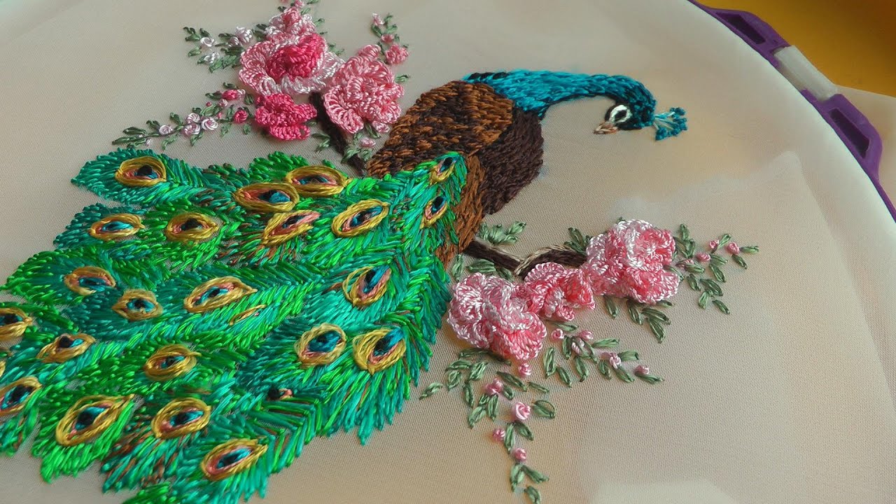 Unveiling the beauty: Blue Peacock embroidery masterpiece