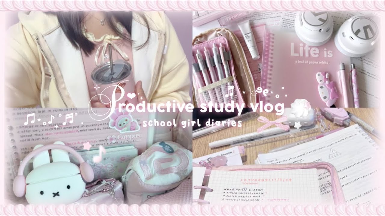 SCHOOLGIRL STUDY VLOG♪˖˚exam week, productive days, romanticising study sessions