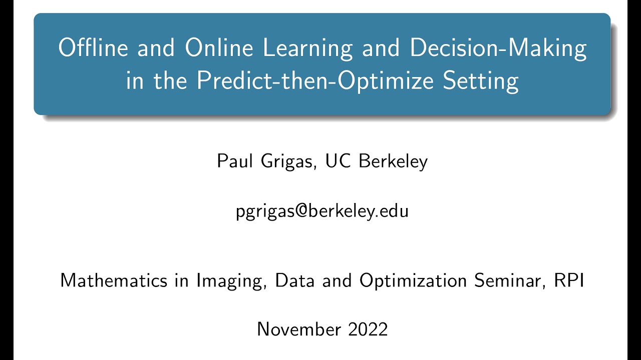 Offline and Online Learning and Decision-Making in the Predict-then-Optimize Setting