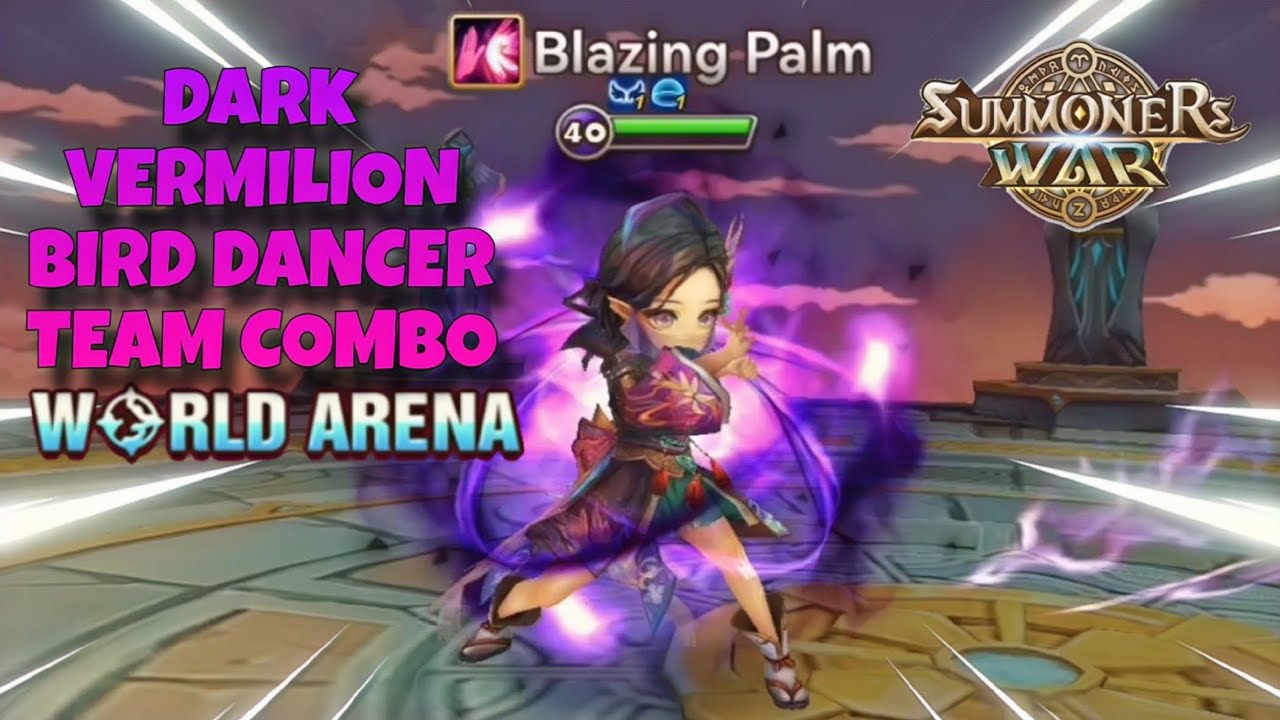 Командное комбо «Танцор с птицей Тёмный Вермилион» на мировой арене — Summoners War