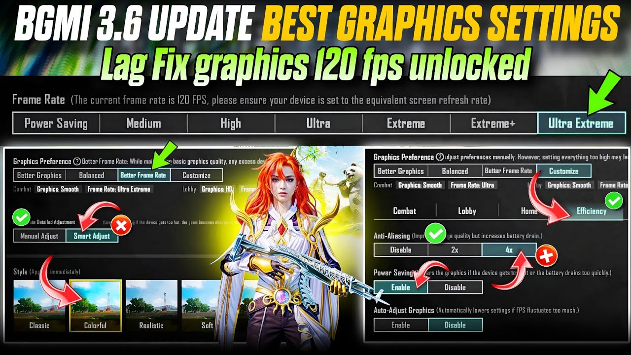 BGMI 3.6 UPDATE NEW GRAPHICS SETTINGS 🔥 How To Lag Fix Bgmi 3.6 Update | 120fps Unlocked ✔️