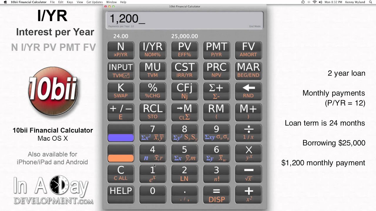 Financial Calculator - I/YR Interest per Year - 10bii Mac OS X
