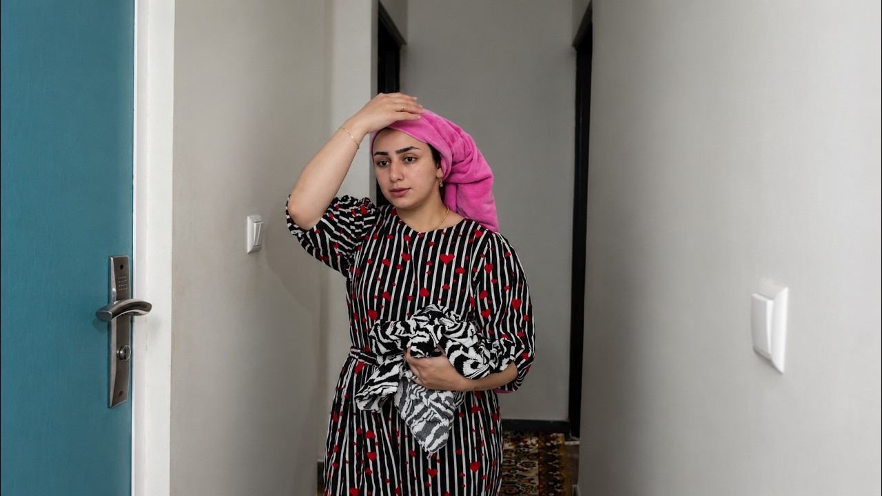 Village Girl in Iran: taking a shower, Cleaning, and Family