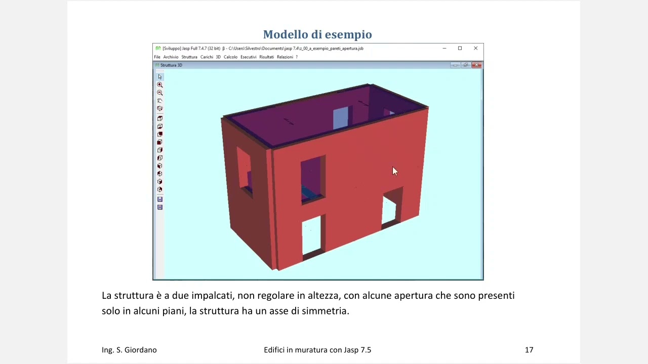 Jasp 7.5 - Inserimento elementi in muratura