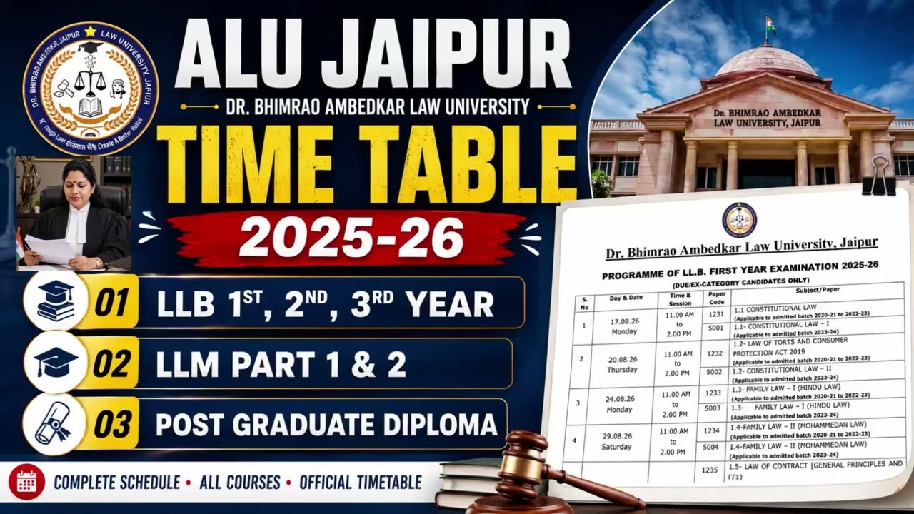 🔥 ALU Jaipur Time Table 2026 Out | LLB 1st, 2nd, 3rd Year | LLM Part 1 & 2 @vidhvaani-law