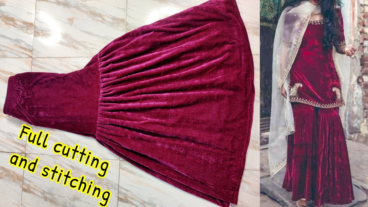 10 मिनट में Gharara/ शरारा कैसे बनाएं? Full cutting and stitching, Easy way to make Royal gharara